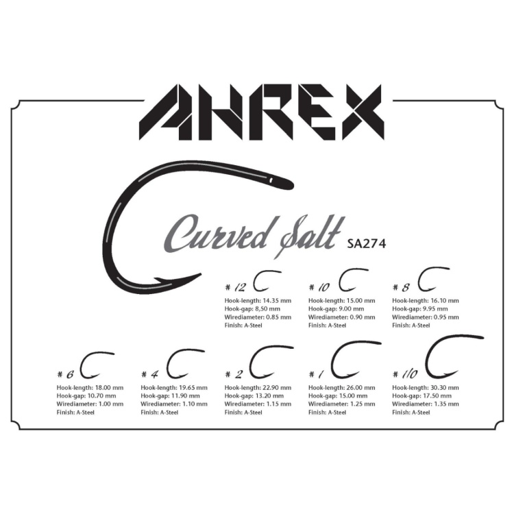 Ahrex Sa274 Curved Salt #1 Saltwater Fly Tying Hooks